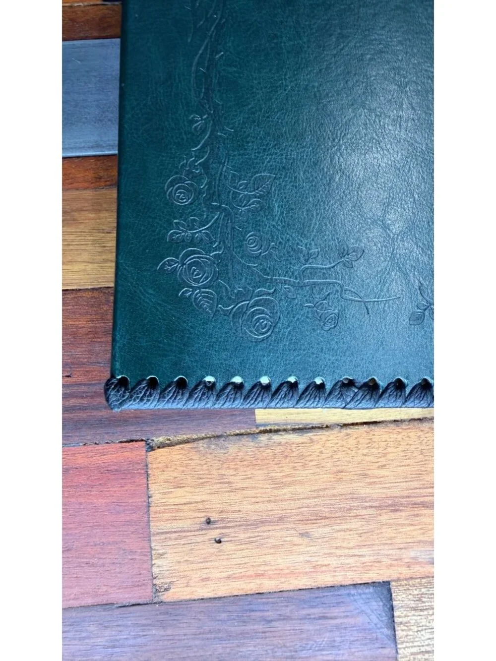 Self Adhesive Photo Album Green Leather Vintage Large Sticky Pages